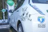 An electric vehicle charges at a state-installed charging station in Mt. Hood, Oregon, just a few hours south of where the