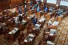 Oregon senators prepare for their floor session on May 9, 2023. The Republican-led walkout entered its 12th day on
