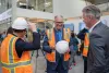 Washington Governor Jay Inslee takes a tour of the Katerra Mass Timber Factory in Spokane Valley, Wash. which  produces the